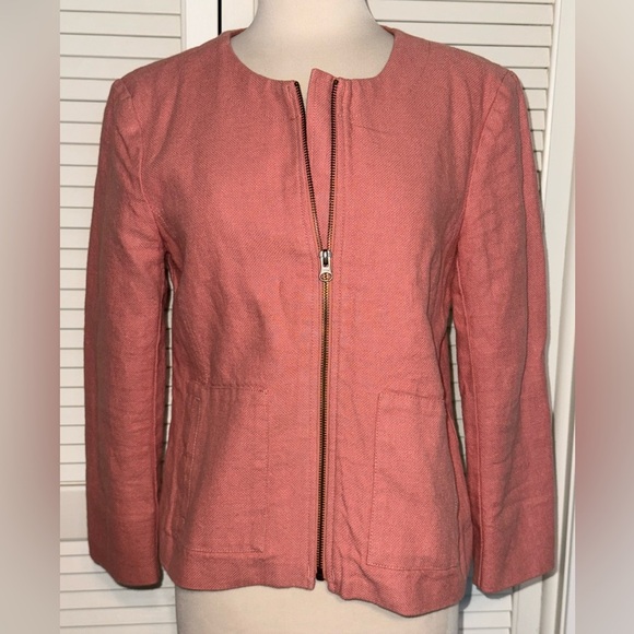 LOFT • Linen/Cotton Blend Zip Up Blazer - Picture 1 of 9
